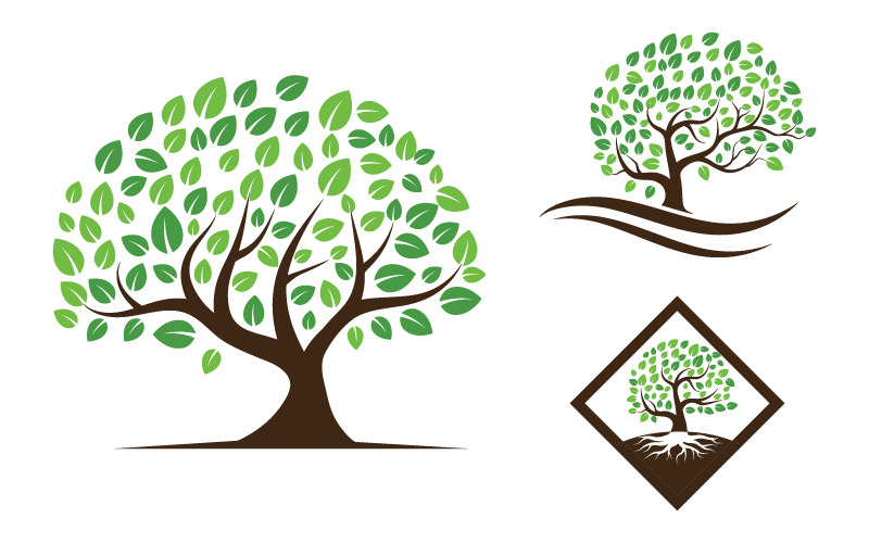 Logo's van groene boom blad ecologie natuur element vector ontwerp v.18