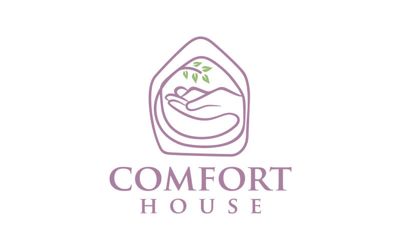 Природа со сном Органический дизайн логотипа Comfort House