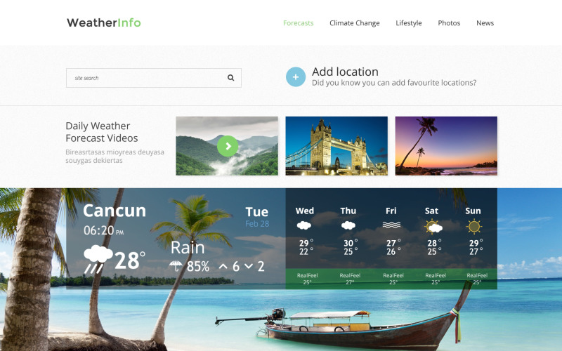 Modello di sito Web reattivo alle condizioni meteorologiche