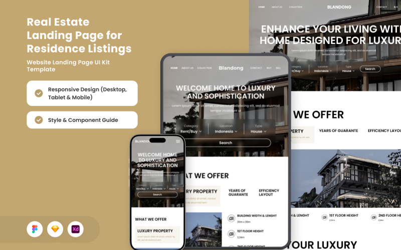 Blondong – Página de destino imobiliária moderna