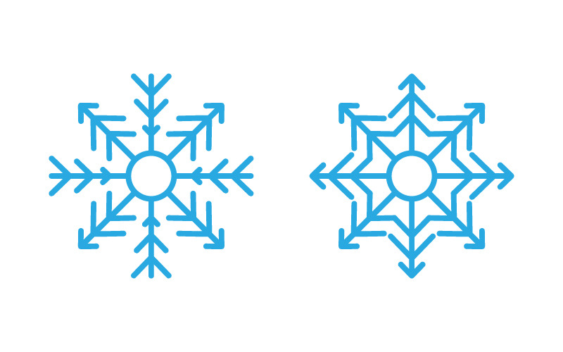 Diseño de estilo copos de nieve para etiquetas, ilustración de invierno congelado v.11