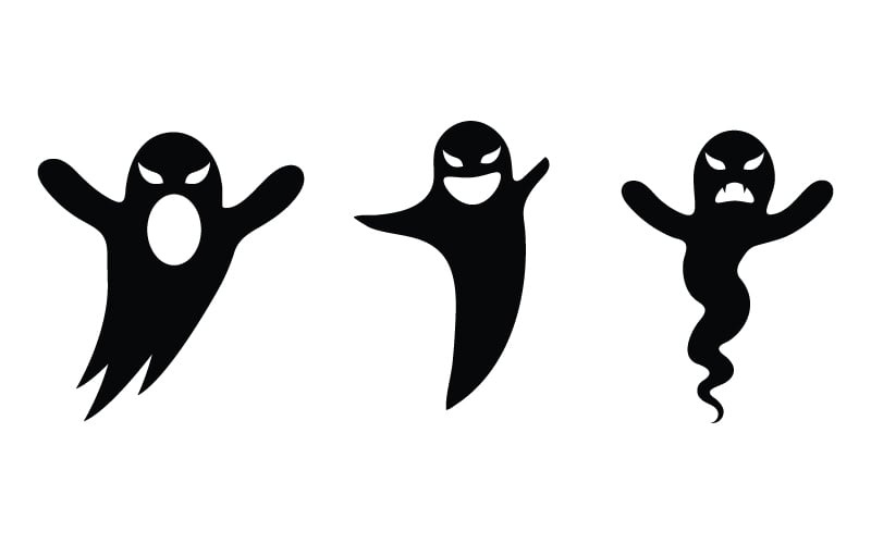 Illustrazione vettoriale di un'icona fantasma carino nero v.5