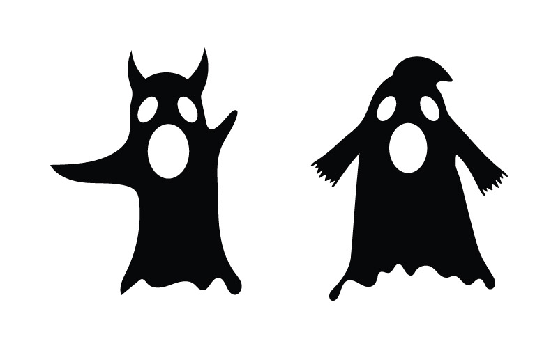 Ilustração de design de ícone vetorial fantasma fofo preto v.11