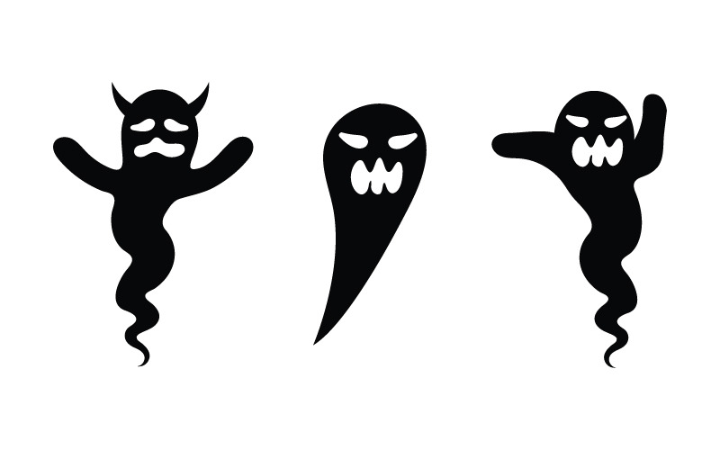 Ilustração de design de ícone vetorial fantasma fofo preto v.4