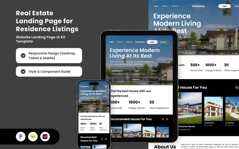Omahmu: elegante pagina di destinazione immobiliare