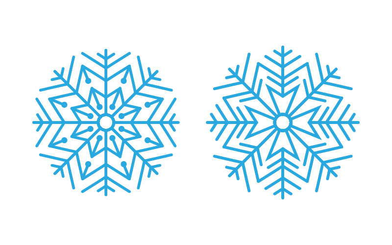 雪花风格标签设计，冬季冰雪插画 v.18