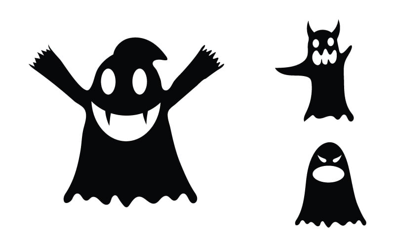 Zwarte schattige spook Vector pictogram ontwerp illustratie v.7