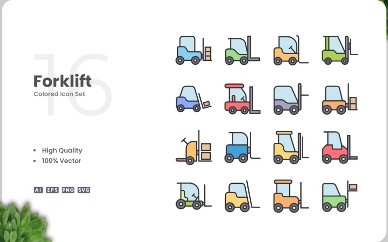 16 Forklift Simgesi Renk Seti