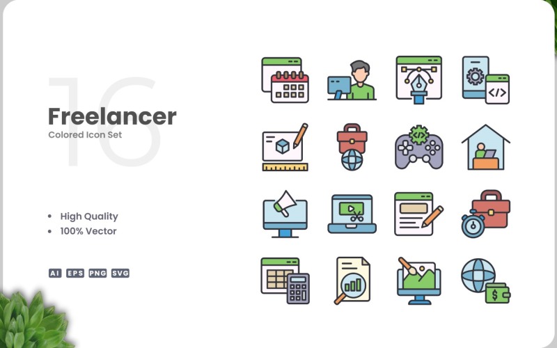 16 Freelancer Icon Color Set