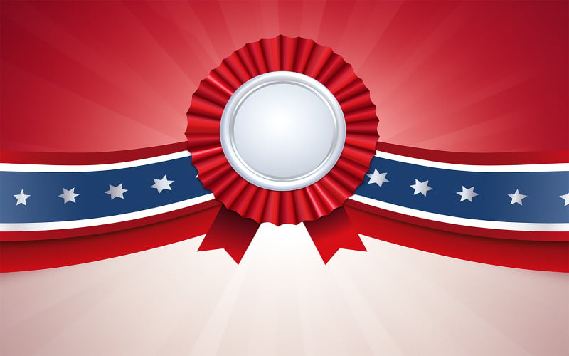 Blank ribbon design, usa award badge, american winner badge