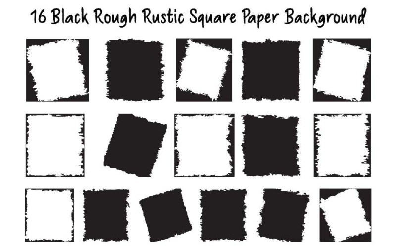 16 Black Rough Rustic Square Paper Background