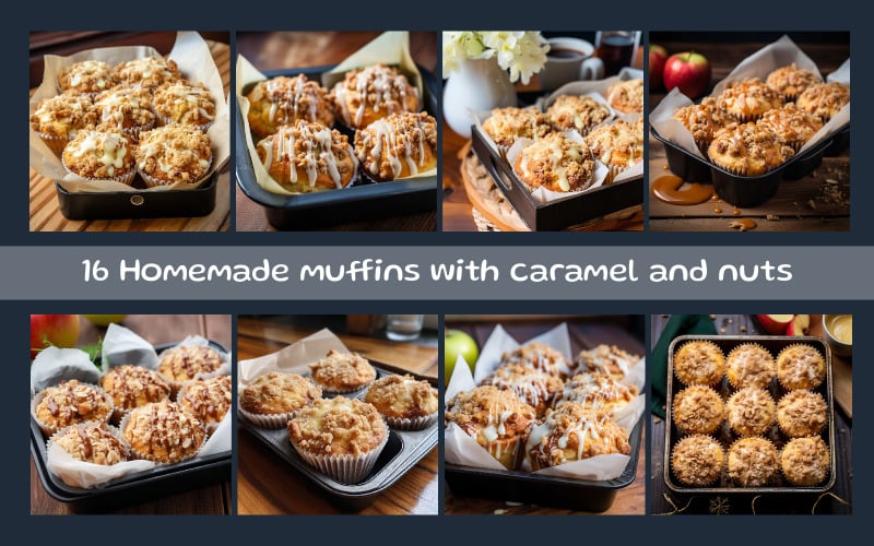 Muffins caseiros com caramelo e nozes