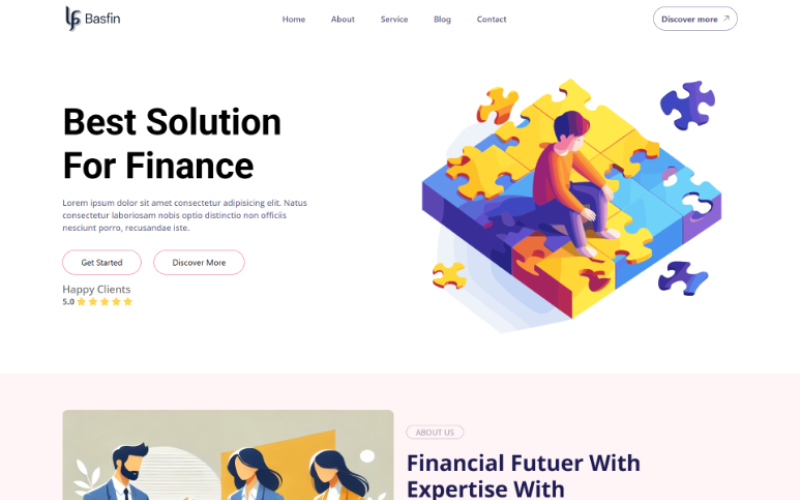 Basfin – HTML-Vorlage für eine Unternehmens-Landingpage