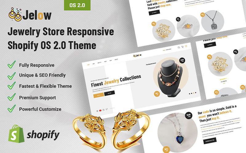 Jelow - Mücevher Mağazası Duyarlı Shopify OS 2.0 Teması