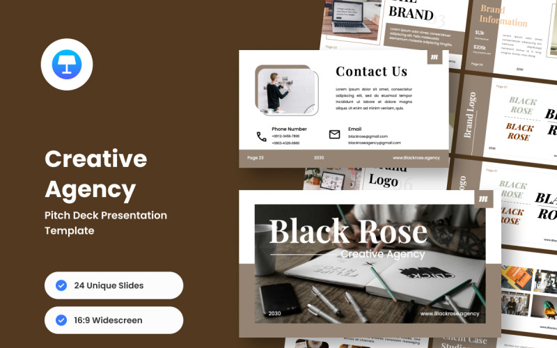 Pitch Deck dell'agenzia creativa: Keynote pulito e professionale