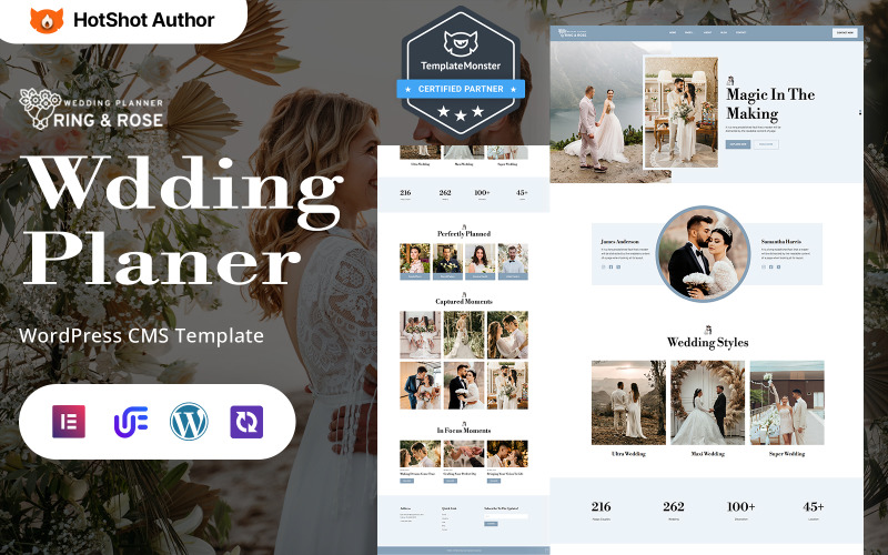 Ring & Rose – Modernes Event- und Zeremonienplaner-WordPress-Elementor-Theme