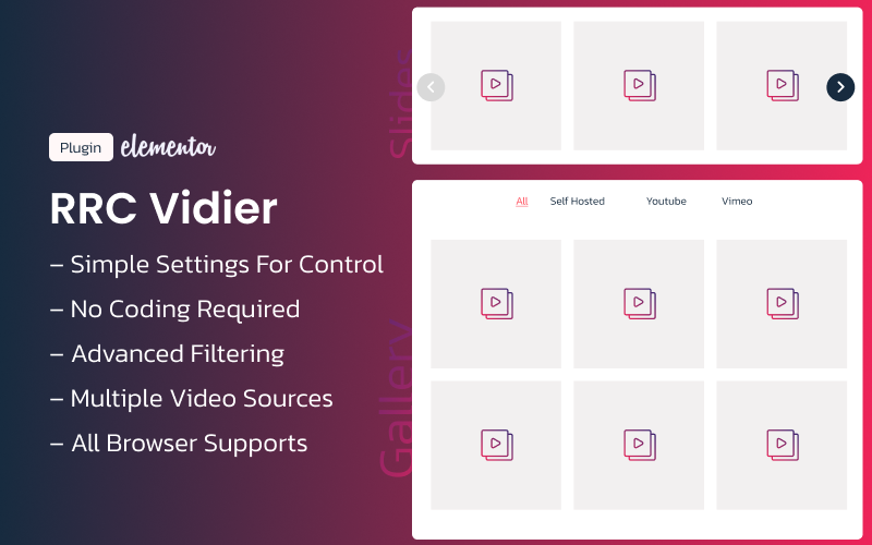 RRC-Vidier – Un puissant widget de galerie vidéo pour Elementor