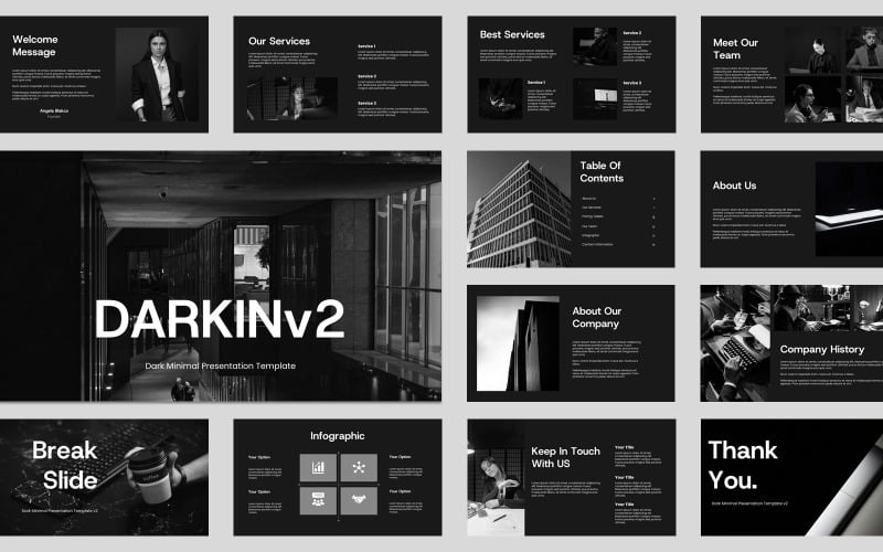 Darkin v2 - Biznesowy ciemny motyw PowerPoint
