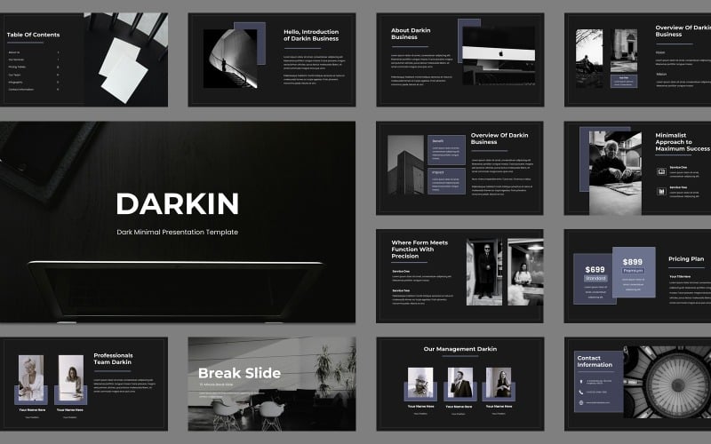 Darkin - Zakelijk Donker Thema PowerPoint