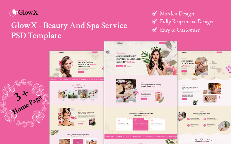 Glowx - Modelo PSD de serviço de beleza e spa