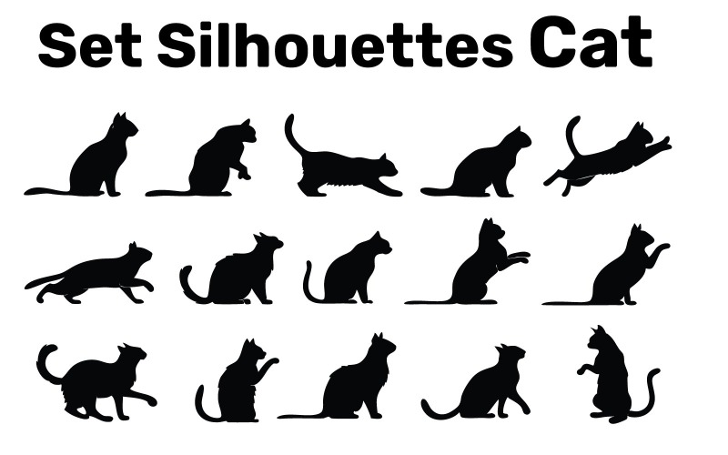 Imposta sagome di gatto, vettore, facile da modificare isolato su sfondo bianco