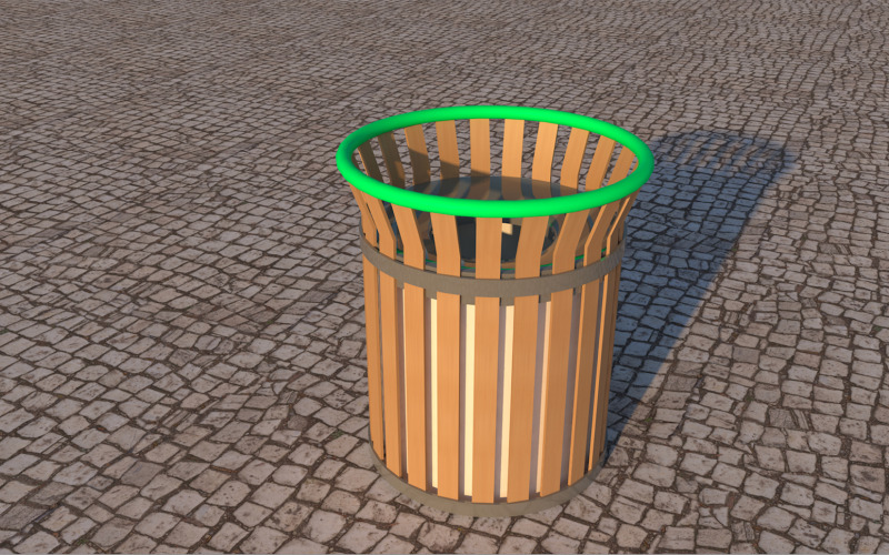 Modello 3D realistico di bidone della spazzatura per scene urbane