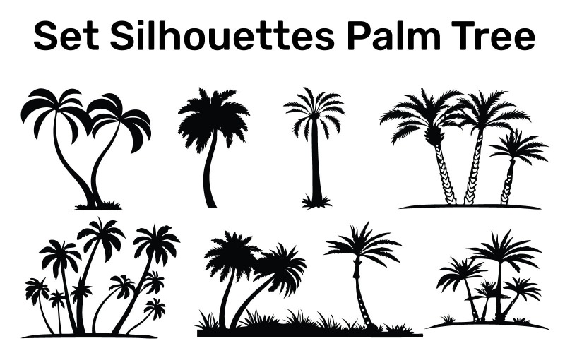Set Silhouetten Palmboom, Vector, Gemakkelijk te Bewerken
