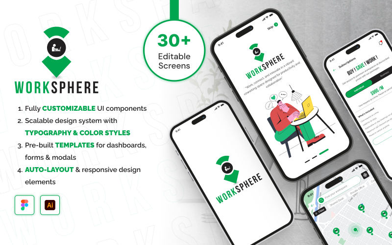 WorkSphere: набор пользовательского интерфейса Figma для совместного рабочего пространства