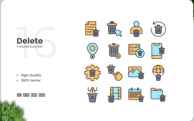 16 Delete Icon Color Collection