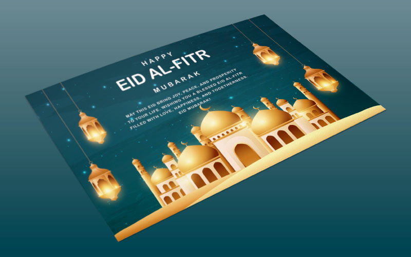 Luxus Eid Mubarak üdvözlőlapsablon – nagy felbontású és szerkeszthető