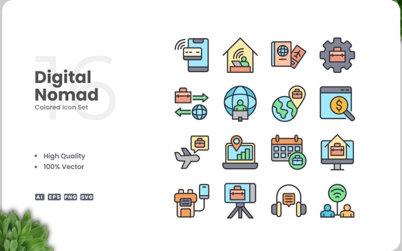 Набір кольорів значка 16 Digital Nomad