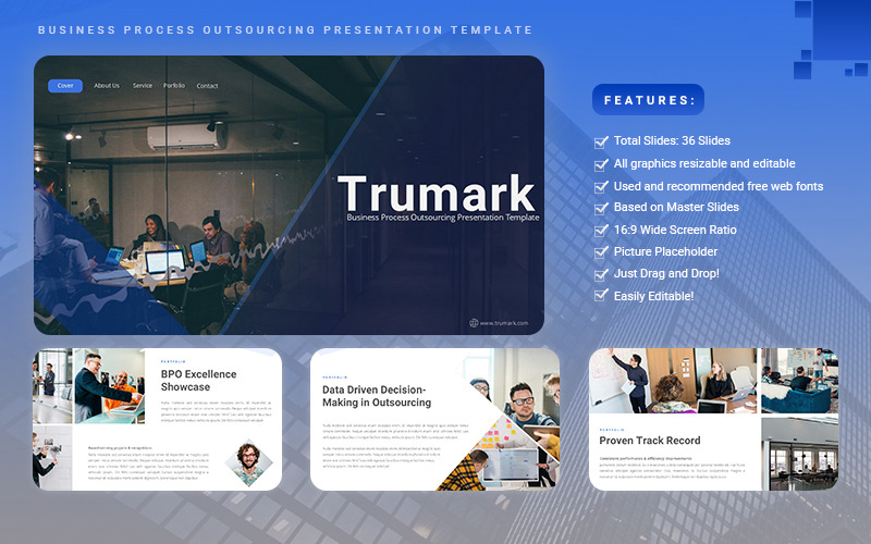 Trumark - Modèle de diapositives Google pour l'externalisation des processus métier