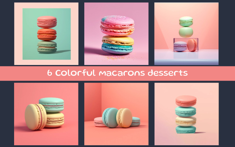 Színes macarons desszertek AI kép