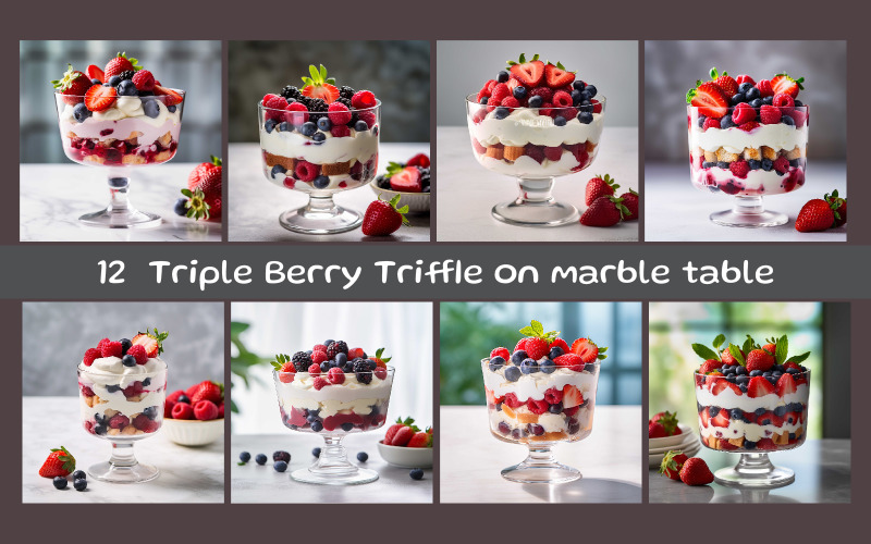 Triple Berry Triffle på marmorbord