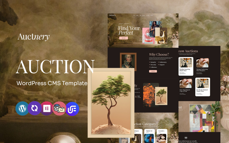 Auctnery – aukce, prodej umění a starožitností Víceúčelové téma WordPress Elementor