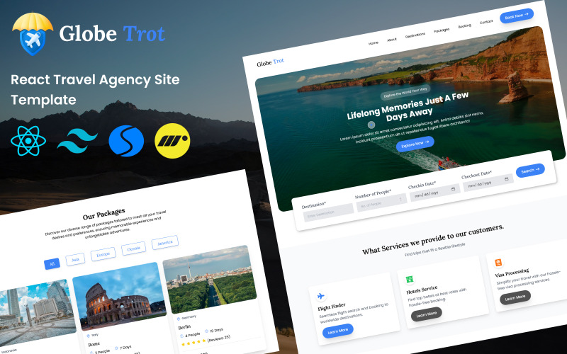 Globe Trot - React Travel Agency Website Sjabloon