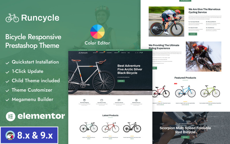 Runcycle - Kerékpárbolt és Kerékpár-kiegészítő Bolt PrestaShop Reszponzív téma
