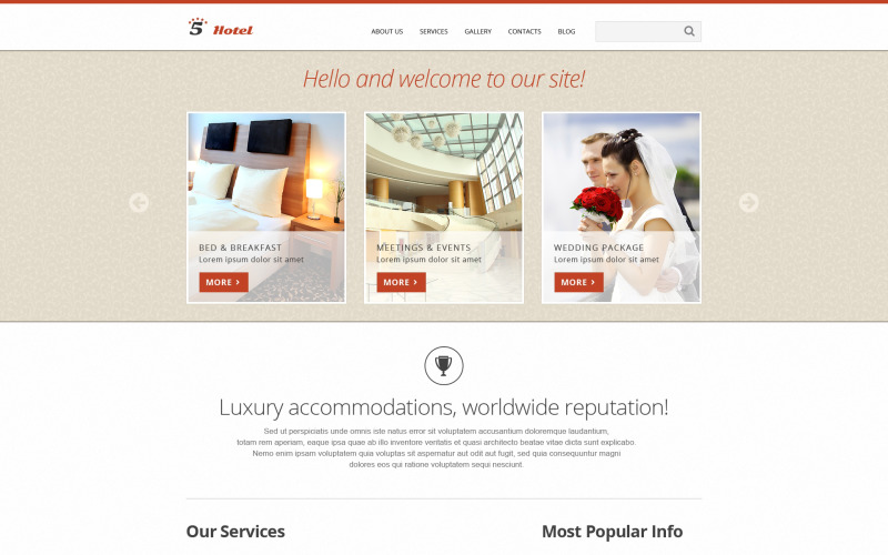 Responsieve Joomla-sjabloon voor hotels