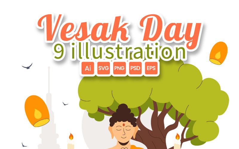 9 Budist Vesak Günü İllüstrasyonu