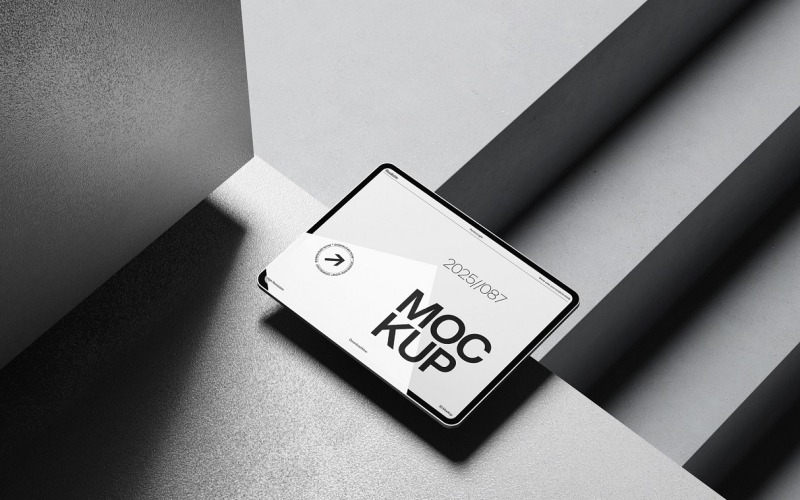 Mockup de tablet realista em superfície arquitetônica moderna