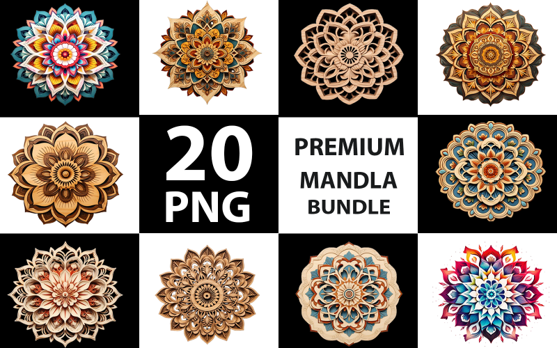 Premium mandala png paketi