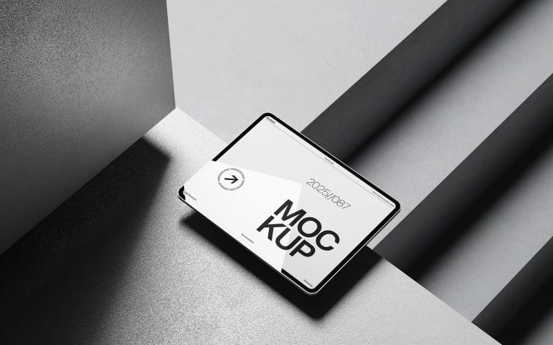 Realistic Tablet Mockup on Modern Architectural Surface