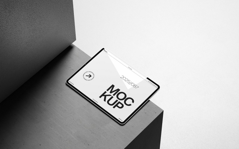 Realistisches Tablet-Modell auf minimalistischer Plattform