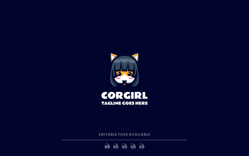 Corgirl Simple Mascot Logo