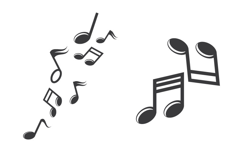 Modello di progettazione dell'illustrazione vettoriale dell'icona della nota musicale v.6