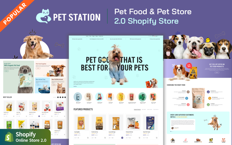 Pet Station - Shopify 2.0 šablona pro webové stránky obchodů s krmivem pro domácí mazlíčky a chovatelskými potřebami