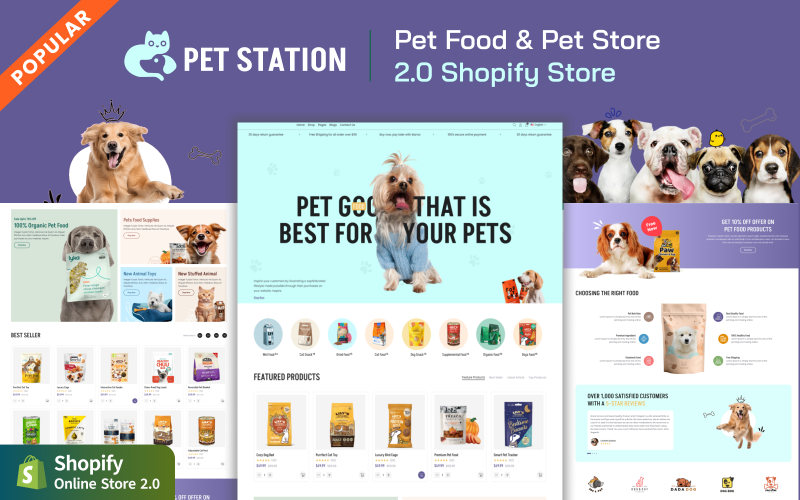 Pet Station - Thème Shopify 2.0 pour site web de nourriture et animalerie