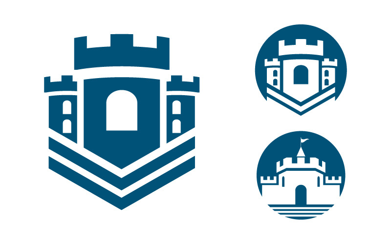 Modello di progettazione dell'illustrazione vettoriale dell'icona del castello v.11