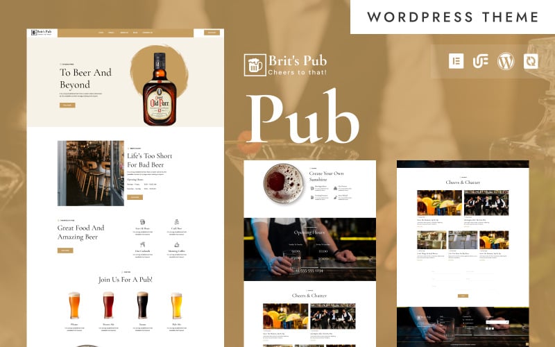 Brit's Pub – Stilvolles Pub- und Whiskey-Bar-WordPress-Elementor-Theme