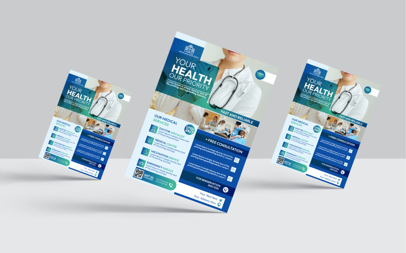 Modèle de dépliant sur les services de santé et médicaux